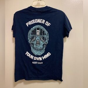 Rest Easy Mens Graphic Tee T Shirt Black S 34” Skull Prisoner Of Your Own Mind
